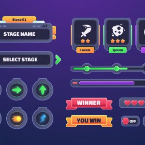 Hand-Drawn Video Game Set Elements – Cartoon Game Graphic Pack